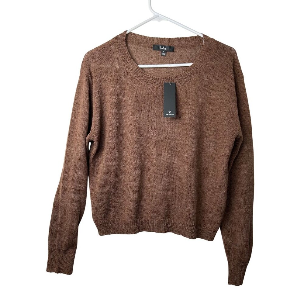 NWT Lulus Sweater Small Lightweight Acrylic Knit Womens Brown Pullover - Picture 9 of 11